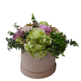 Ανθοσύνθεση σε Hatbox με Λουλούδια Εποχής Μεγάλη The Garden Store Λαμία