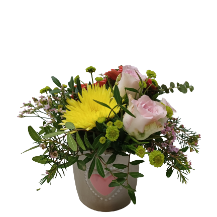 Ανθοσύνθεση σε Τσιμεντένιο Κασπώ με Λουλούδια Εποχής The Garden Store Λαμία